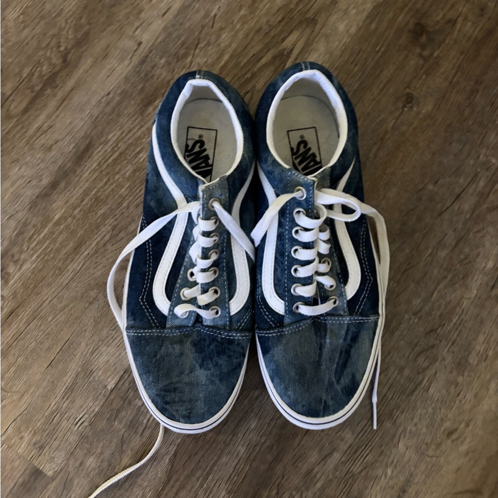 Vans Denim Blue and White Lace-Up Shoes, Sz 9